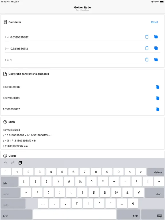 تصاویر Golden Ratio Tech Calculator iPad 