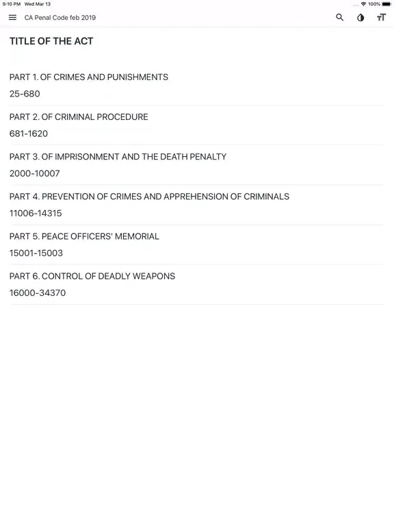 California Penal Code 2020 iPad  Screenshots