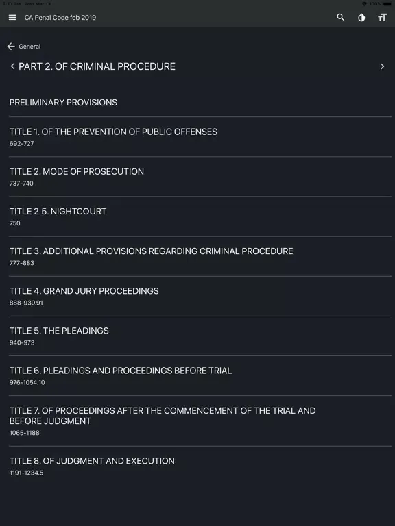 California Penal Code 2020 iPad  Screenshots