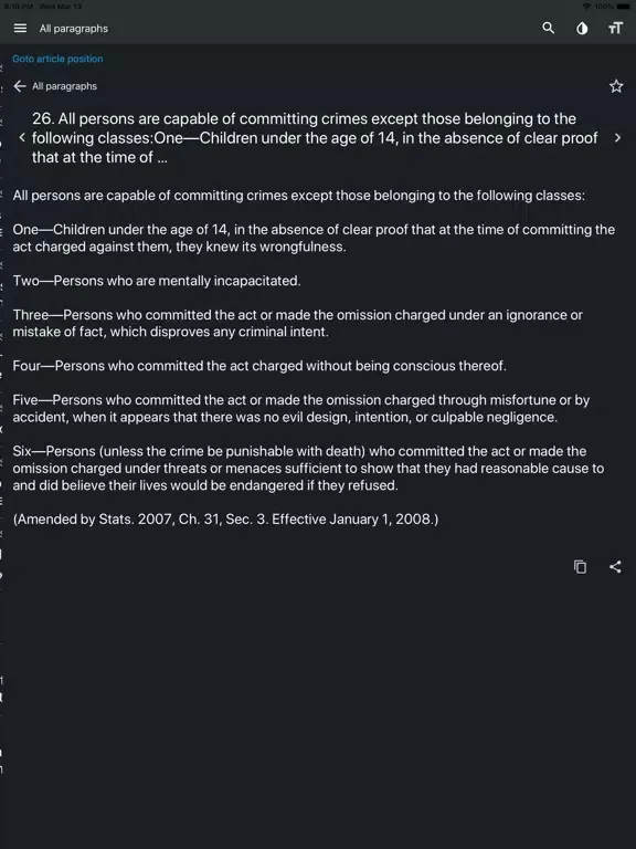California Penal Code 2020 iPad  Screenshots