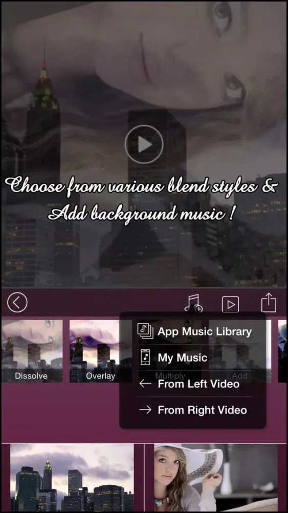 ภาพหน้าจอของ VideoBlend Pro : Blend or overlay videos to make beautiful video effects