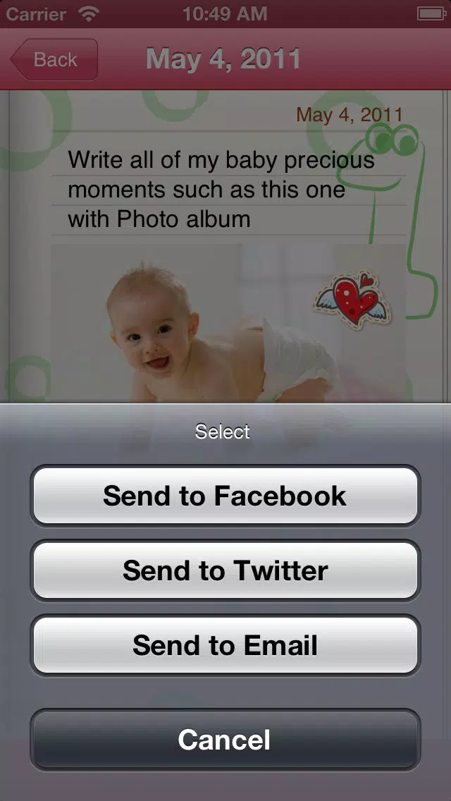 Tangkapan layar My Baby Diary (Lite)