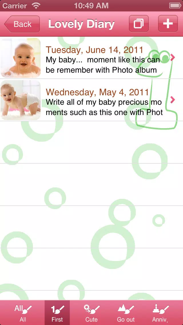 Tangkapan layar My Baby Diary (Lite)