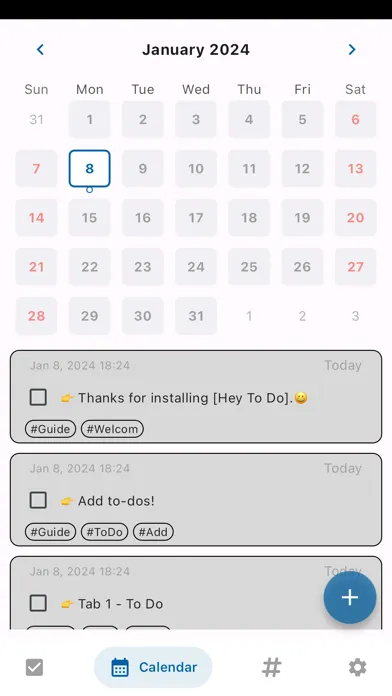 Hey To Do: Calendar,Hashtag应用截图