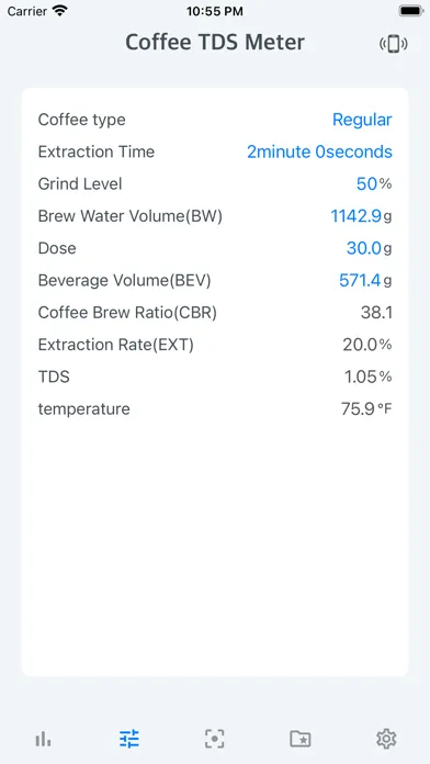 Coffee TDS Refractometer Screenshots