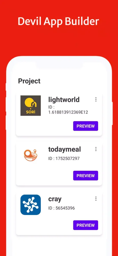 Capturas de tela do Devil App Builder