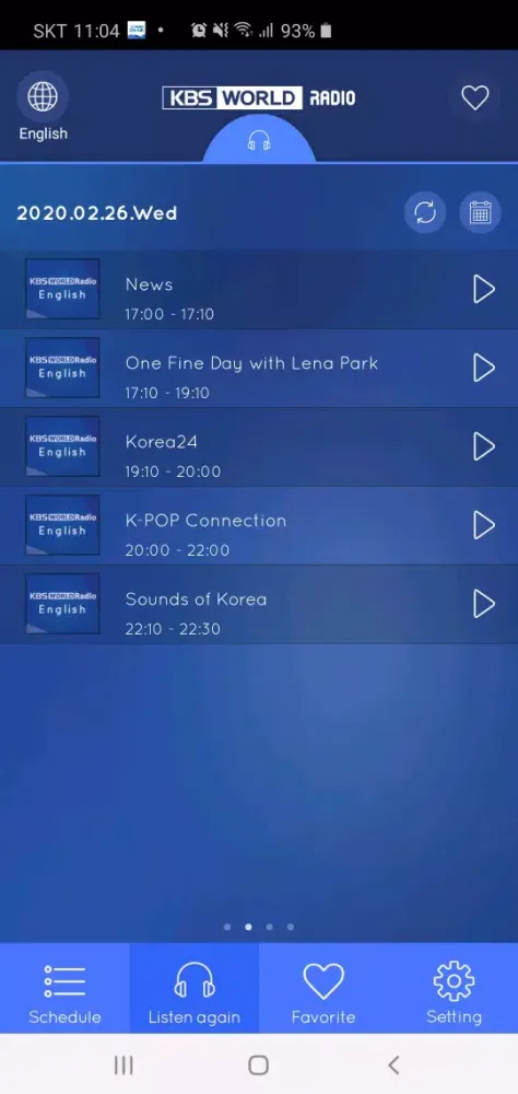 Screenshot di KBS WORLD Radio On-Air