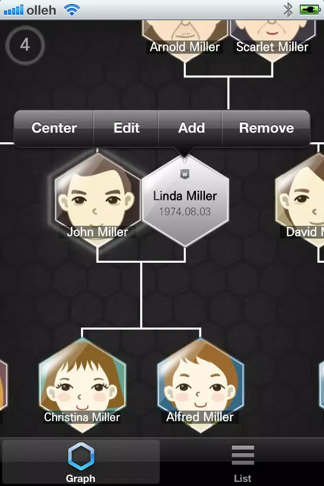 Tangkapan skrin FamilyTree Universal