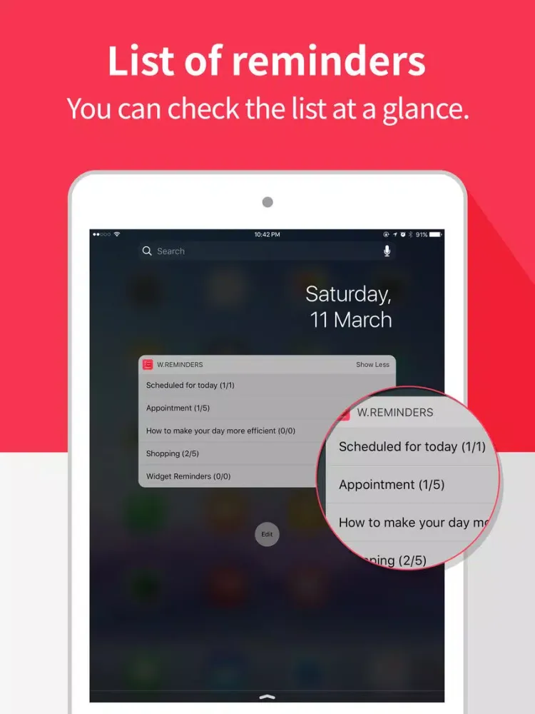 Capturas de tela do Widget Reminders iPad 