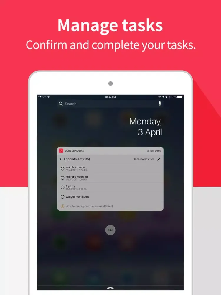 Capturas de tela do Widget Reminders iPad 