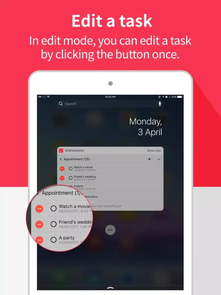 Capturas de tela do Widget Reminders iPad 