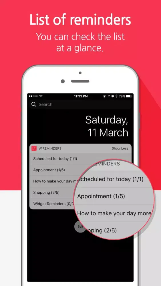 Capturas de tela do Widget Reminders