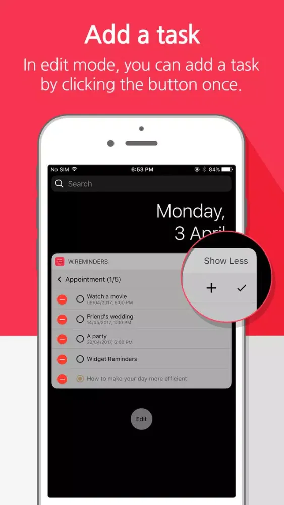 Capturas de tela do Widget Reminders