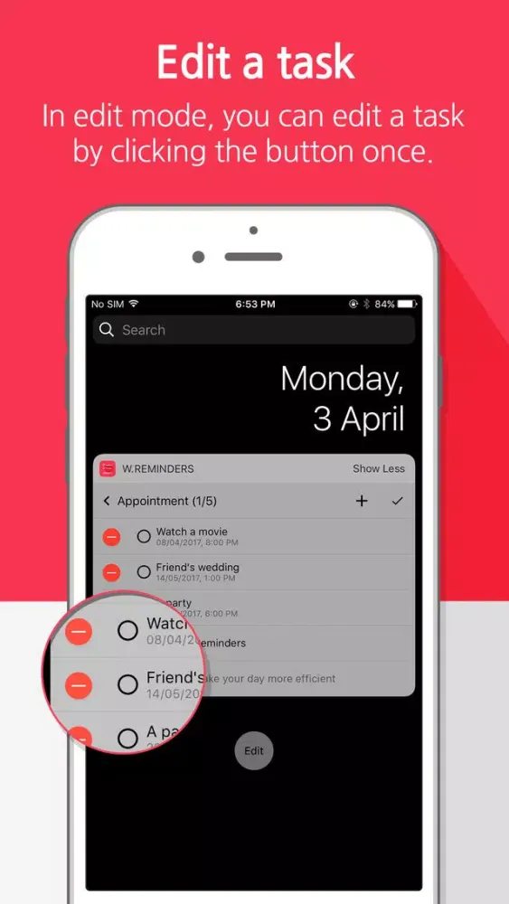 Capturas de tela do Widget Reminders