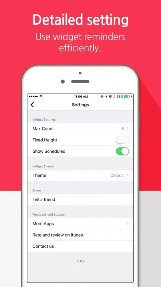Capturas de tela do Widget Reminders