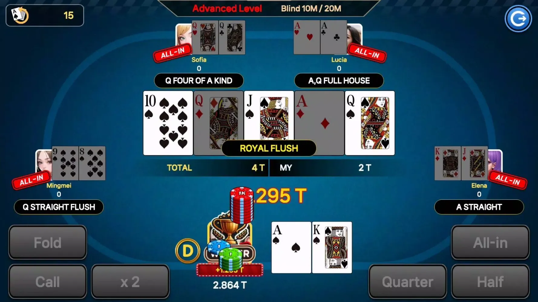 Ảnh chụp màn hình của AI Texas Holdem(Offline Poker)
