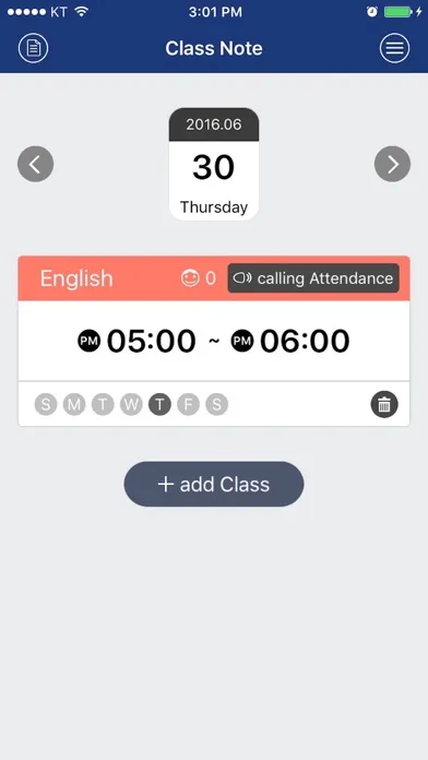 Tangkapan skrin ClassNote Attendance book