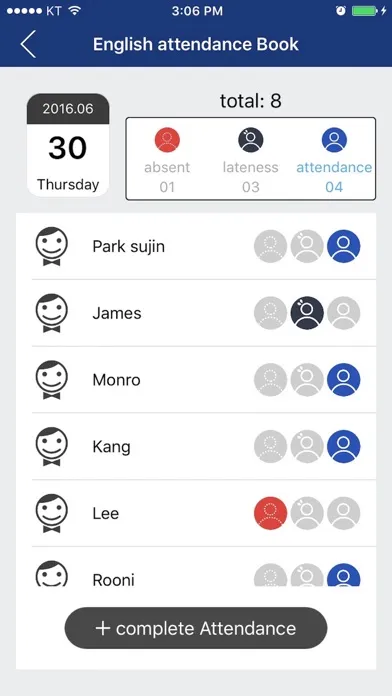 Tangkapan skrin ClassNote Attendance book