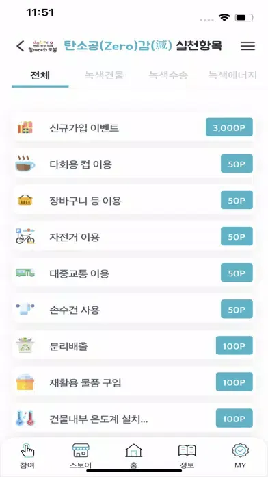 Tangkapan layar 탄소공(Zero)감(減)마일리지