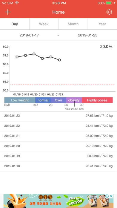 Captures d'écran de WM - Effective weight manageme