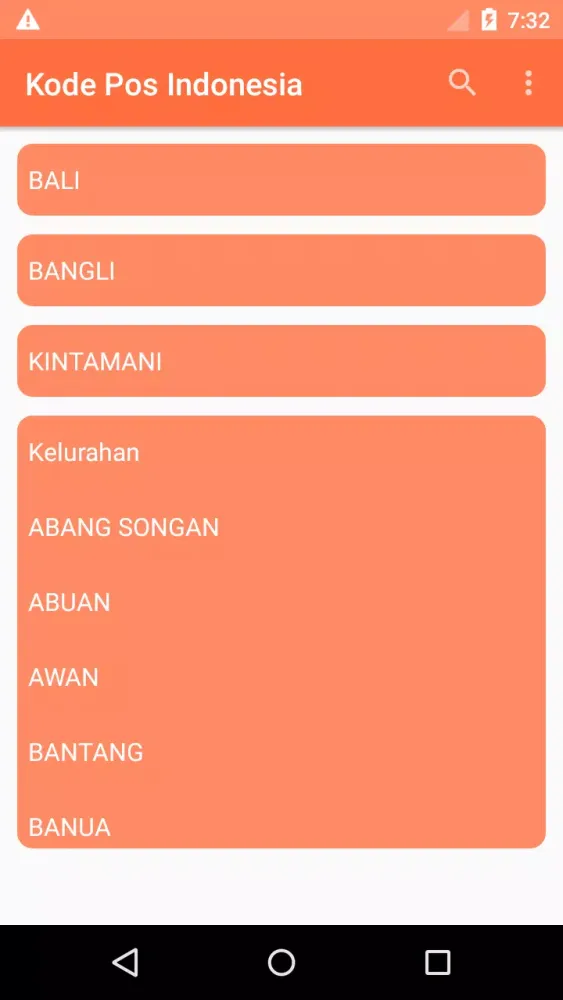 Tangkapan skrin Postal Code for Indonesia