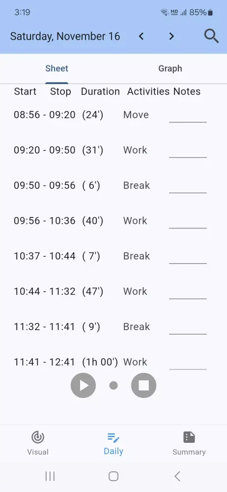 Captures d'écran de Timebook