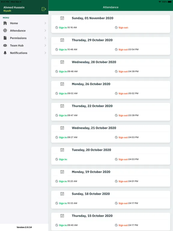 Capturas de tela do KSAU Attendance iPad 