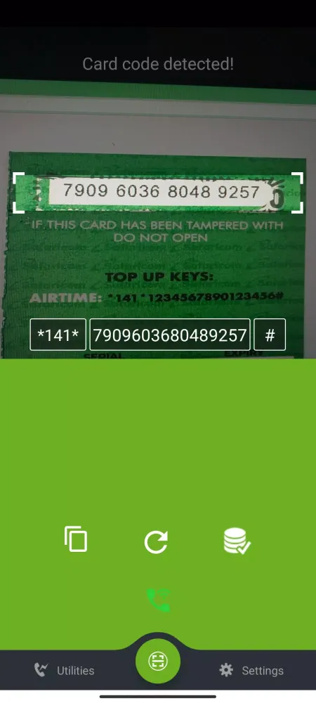 Capturas de tela do Scan Safaricom Scratch Card