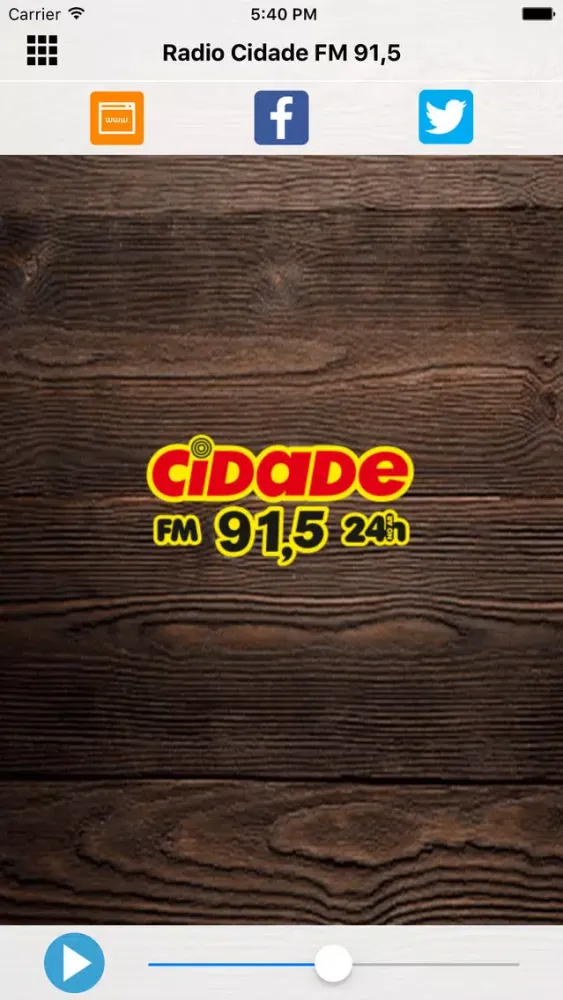 Ảnh chụp màn hình của Radio Cidade FM 91,5