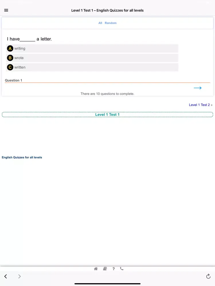 English Quizzes iPad  Screenshots