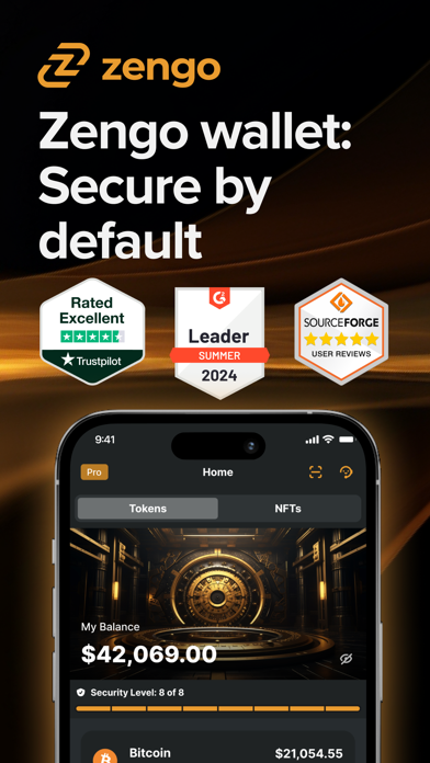 Tangkapan skrin Zengo: Crypto & Bitcoin Wallet