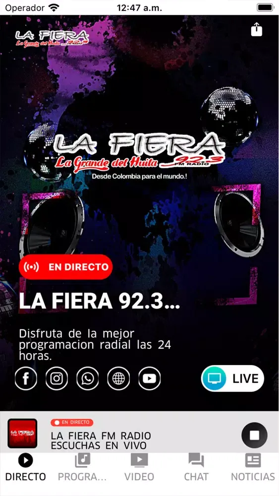 Tangkapan layar La Fiera FM Radio