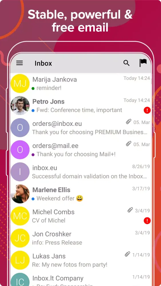 Capturas de tela do Inbox.la email