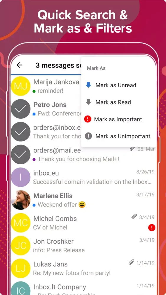 Capturas de tela do Inbox.la email