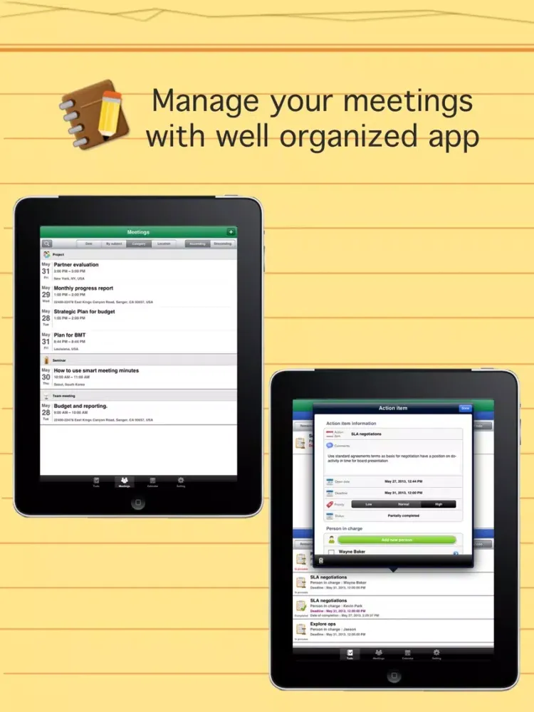 Smart meeting minutes Basic - Schedule check list iPad  Screenshots