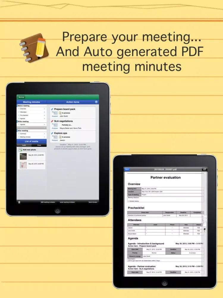 Smart meeting minutes Basic - Schedule check list iPad  Screenshots