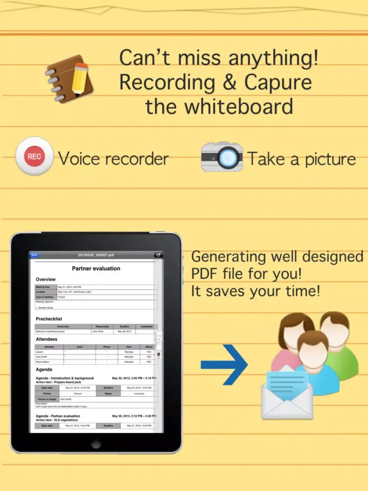 Smart meeting minutes Basic - Schedule check list iPad  Screenshots