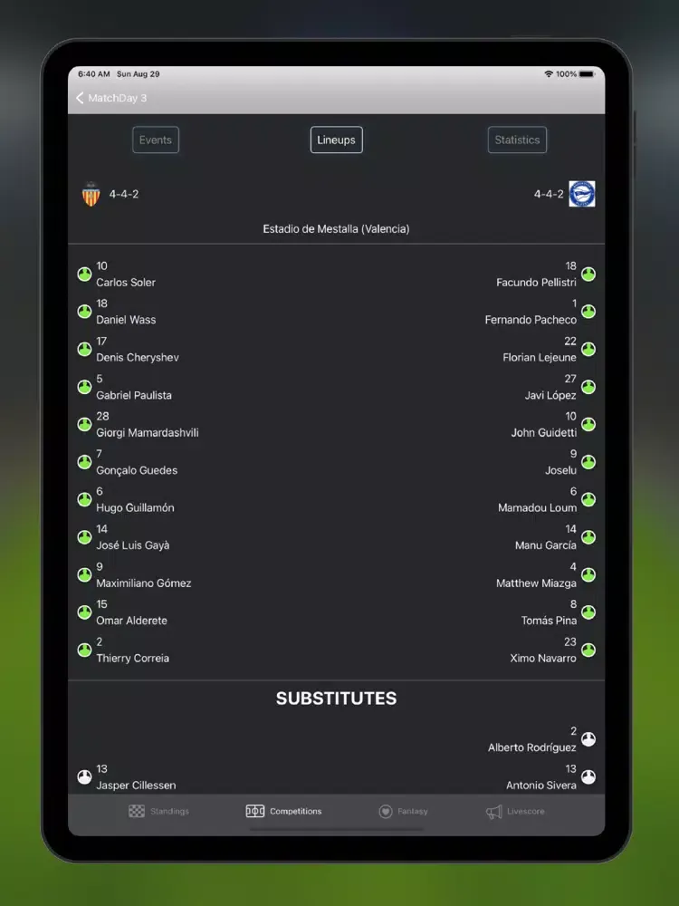 Tangkapan layar La Liga Football Scores iPad 