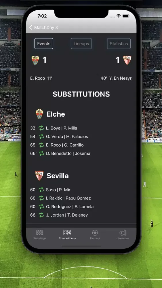 Tangkapan layar La Liga Football Scores