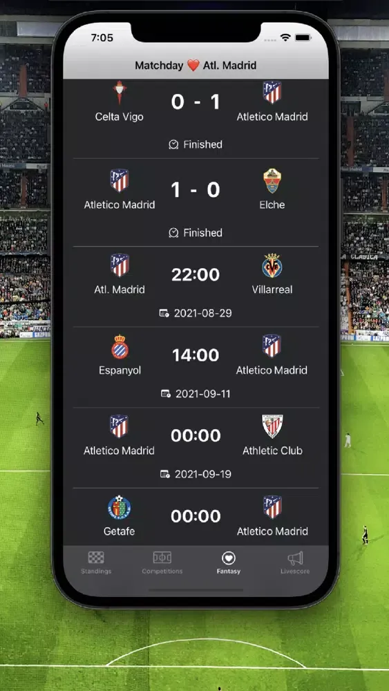 Tangkapan layar La Liga Football Scores