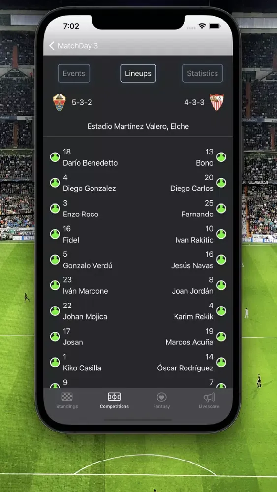 Tangkapan layar La Liga Football Scores