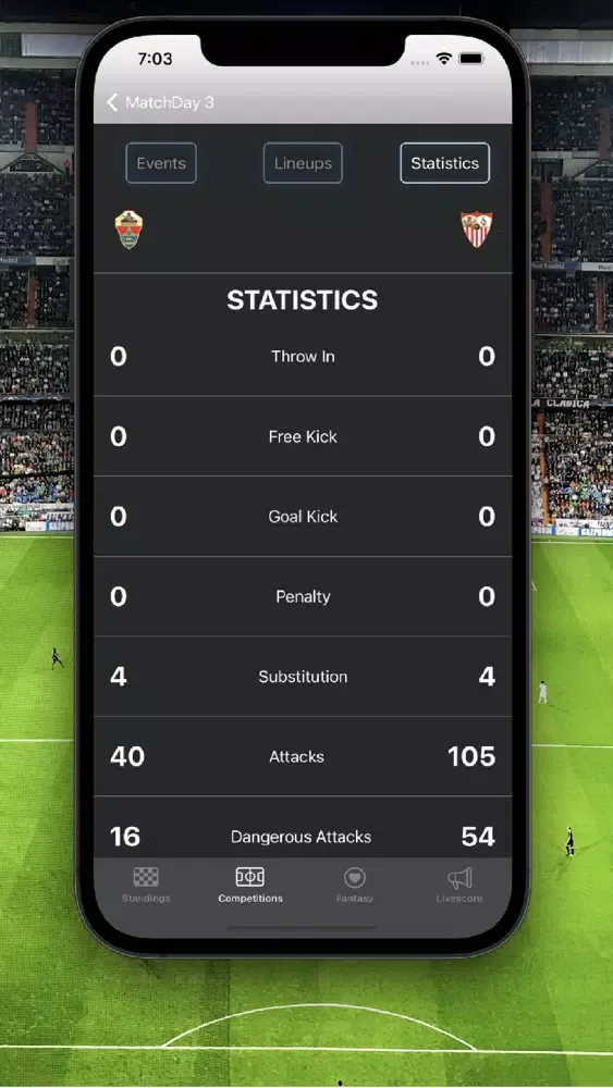 Tangkapan layar La Liga Football Scores