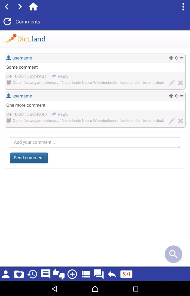 Dutch Norwegian dictionary Screenshots