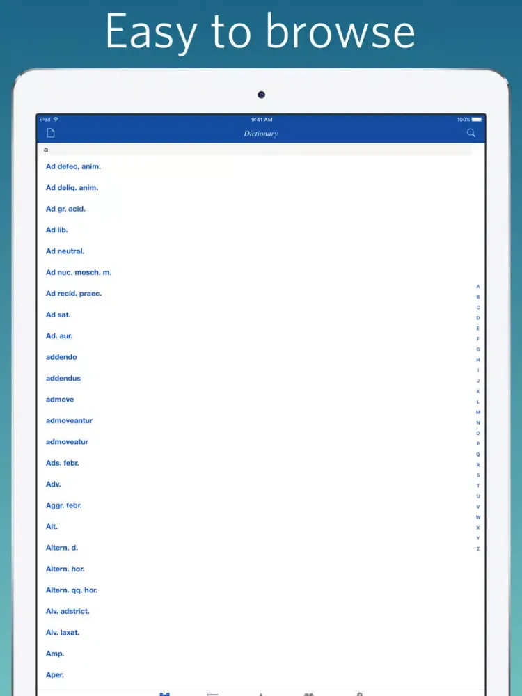 Tangkapan skrin Latin medical abbreviations iPad 