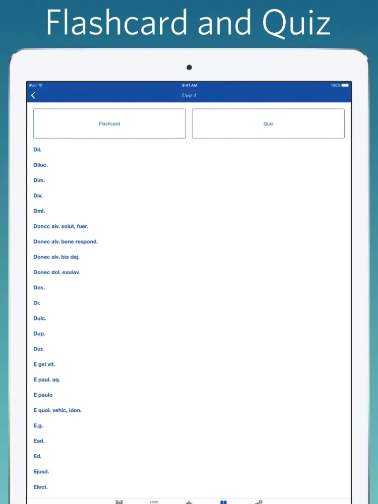 Tangkapan skrin Latin medical abbreviations iPad 