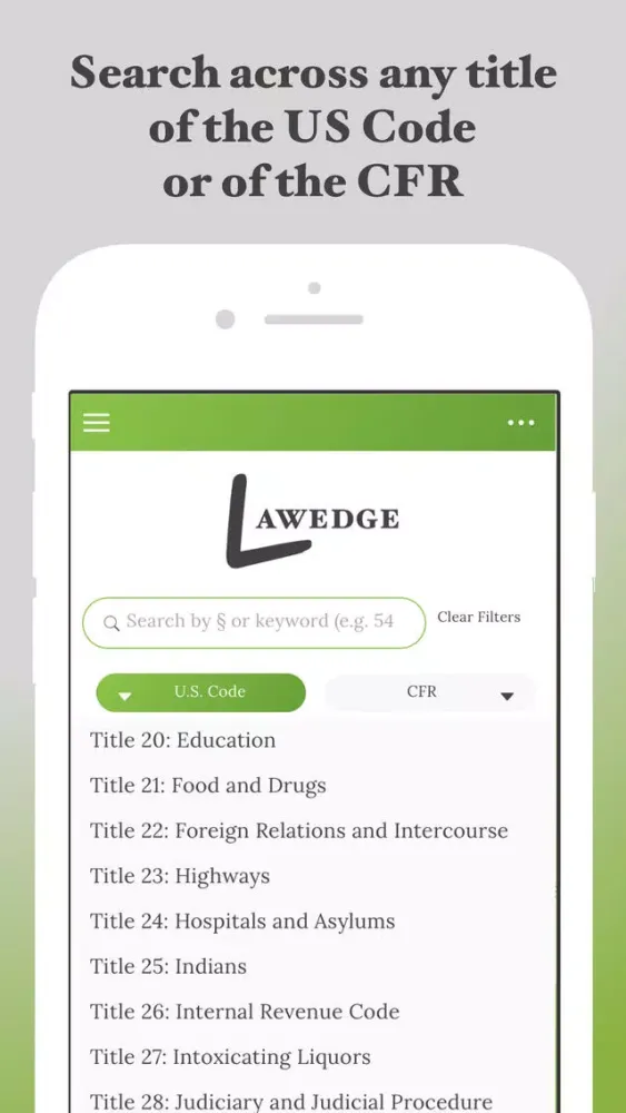 Tangkapan skrin LawEdge: US Code and CFR