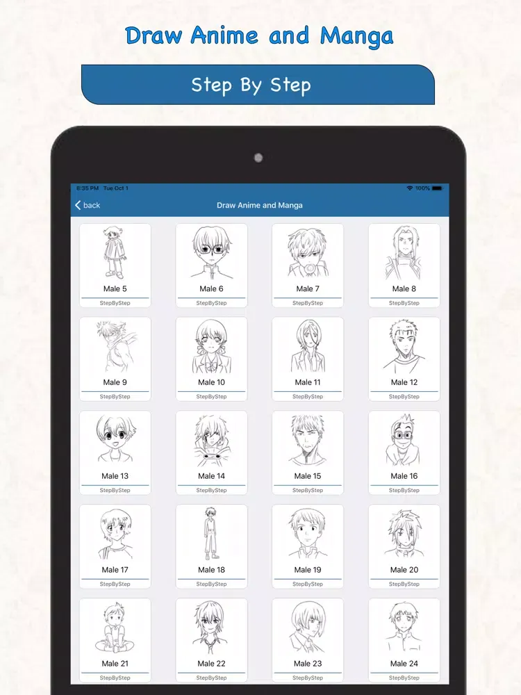 Ảnh chụp màn hình của Draw Anime and Manga iPad 