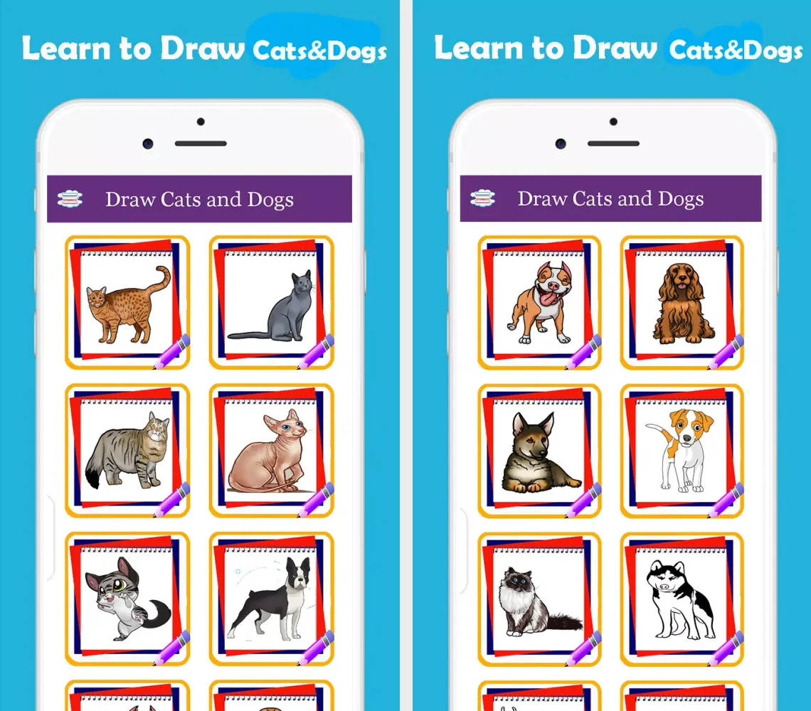 تصاویر How to Draw Cat and Dog Step by Step - FREE 2020