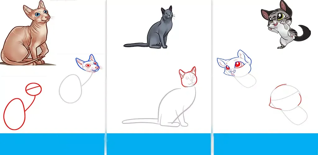 تصاویر How to Draw Cat and Dog Step by Step - FREE 2020
