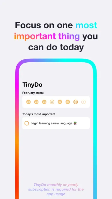 TinyDo - One task today Ekran Görüntüleri